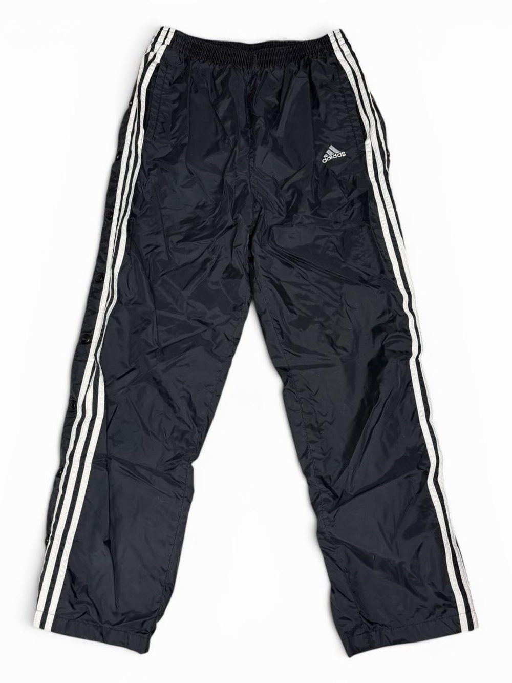 Vintage 90s Adidas Black & White 3-Stripe Nylon Tearaway Track Pants